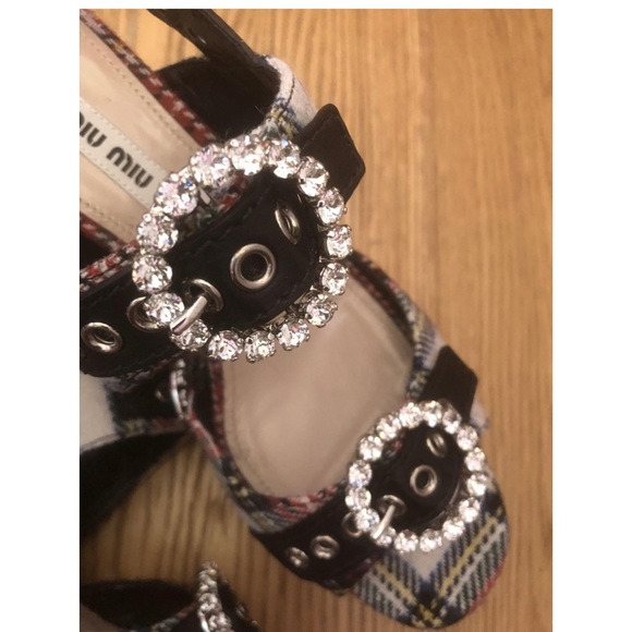 Miu Miu Tartan Embellished Heels - EU 39.5 - Picture 9 of 13